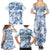 Vintage Hawaii Family Matching Summer Maxi Dress and Hawaiian Shirt Hibiscus Tapa Tribal With Hawaiian Quilt Pattern Blue - Wonder Print Shop