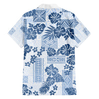 Vintage Hawaii Family Matching Summer Maxi Dress and Hawaiian Shirt Hibiscus Tapa Tribal With Hawaiian Quilt Pattern Blue - Wonder Print Shop