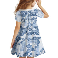 Vintage Hawaii Family Matching Tank Maxi Dress and Hawaiian Shirt Hibiscus Tapa Tribal With Hawaiian Quilt Pattern Blue - Wonder Print Shop