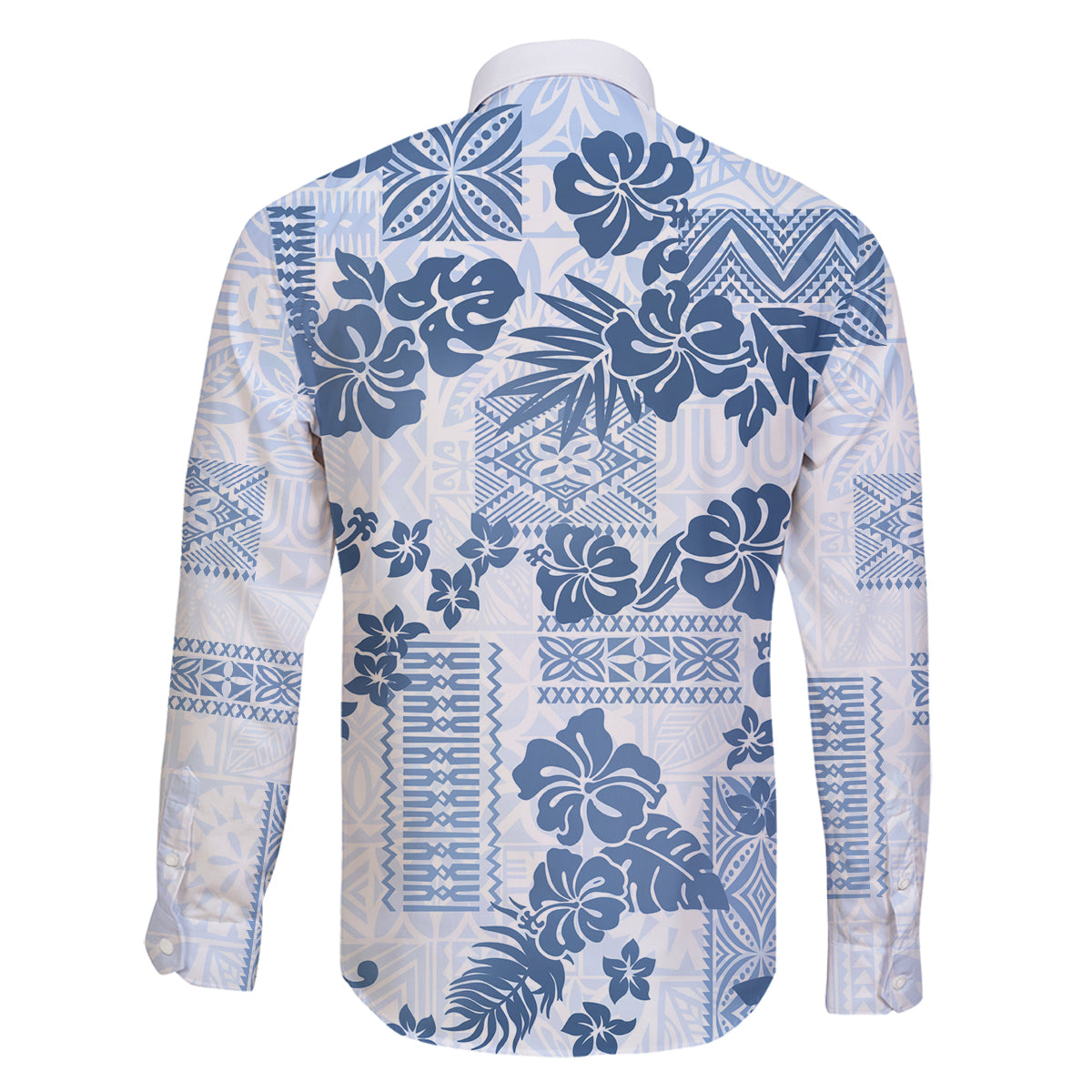 Vintage Hawaii Family Matching Tank Maxi Dress and Hawaiian Shirt Hibiscus Tapa Tribal With Hawaiian Quilt Pattern Blue - Wonder Print Shop