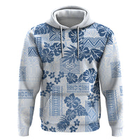 Vintage Hawaii Hoodie Hibiscus Tapa Tribal With Hawaiian Quilt Pattern Blue - Wonder Print Shop