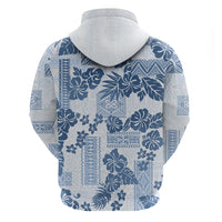 Vintage Hawaii Hoodie Hibiscus Tapa Tribal With Hawaiian Quilt Pattern Blue - Wonder Print Shop