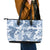 Vintage Hawaii Leather Tote Bag Hibiscus Tapa Tribal With Hawaiian Quilt Pattern Blue - Wonder Print Shop