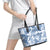 Vintage Hawaii Leather Tote Bag Hibiscus Tapa Tribal With Hawaiian Quilt Pattern Blue - Wonder Print Shop
