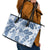 Vintage Hawaii Leather Tote Bag Hibiscus Tapa Tribal With Hawaiian Quilt Pattern Blue - Wonder Print Shop