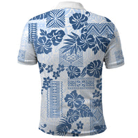Vintage Hawaii Polo Shirt Hibiscus Tapa Tribal With Hawaiian Quilt Pattern Blue - Wonder Print Shop