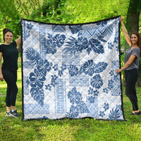 Vintage Hawaii Quilt Hibiscus Tapa Tribal With Hawaiian Quilt Pattern Blue - Wonder Print Shop