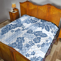 Vintage Hawaii Quilt Hibiscus Tapa Tribal With Hawaiian Quilt Pattern Blue - Wonder Print Shop
