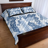 Vintage Hawaii Quilt Bed Set Hibiscus Tapa Tribal With Hawaiian Quilt Pattern Blue - Wonder Print Shop