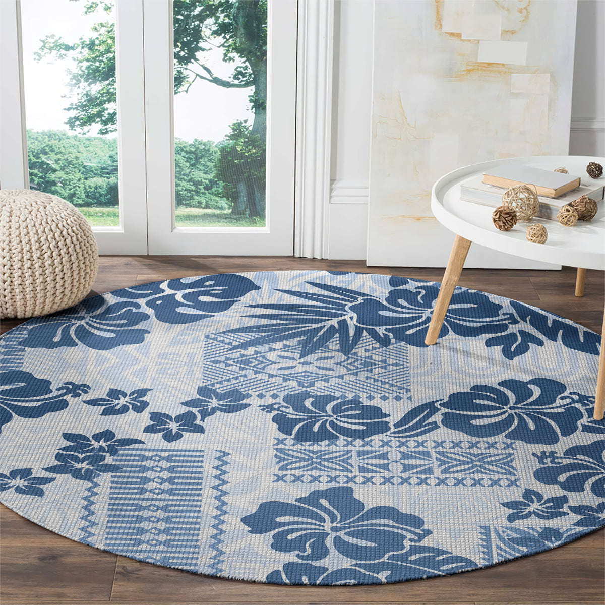 vintage-hawaii-round-carpet-hibiscus-tapa-tribal-with-hawaiian-quilt-pattern-blue