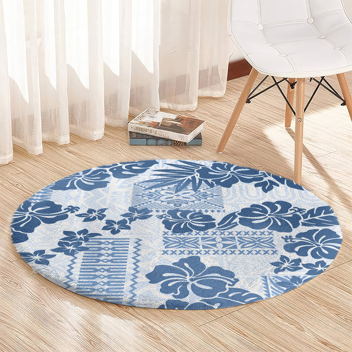 vintage-hawaii-round-carpet-hibiscus-tapa-tribal-with-hawaiian-quilt-pattern-blue