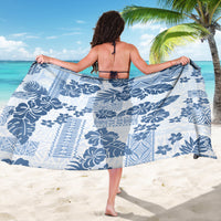 Vintage Hawaii Sarong Hibiscus Tapa Tribal With Hawaiian Quilt Pattern Blue - Wonder Print Shop