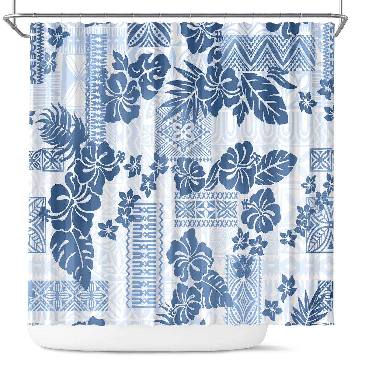 vintage-hawaii-shower-curtain-hibiscus-tapa-tribal-with-hawaiian-quilt-pattern-blue