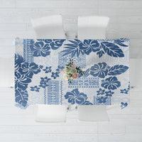 Vintage Hawaii Tablecloth Hibiscus Tapa Tribal With Hawaiian Quilt Pattern Blue - Wonder Print Shop