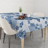 Vintage Hawaii Tablecloth Hibiscus Tapa Tribal With Hawaiian Quilt Pattern Blue - Wonder Print Shop