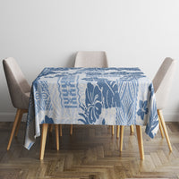 Vintage Hawaii Tablecloth Hibiscus Tapa Tribal With Hawaiian Quilt Pattern Blue - Wonder Print Shop