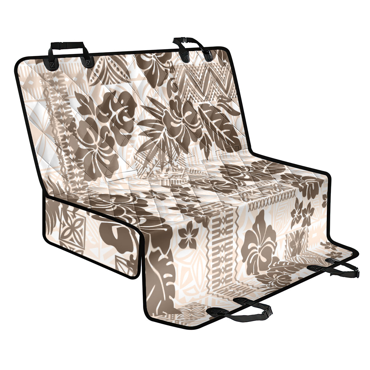 Vintage Hawaii Back Car Seat Cover Hibiscus Tapa Tribal With Hawaiian Quilt Pattern Gold LT9 - Wonder Print Shop