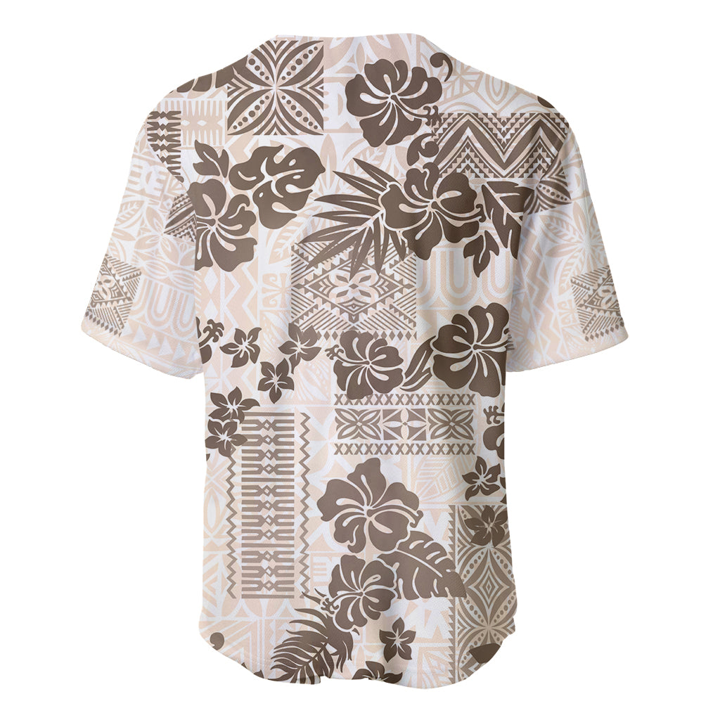 Vintage Hawaii Baseball Jersey Hibiscus Tapa Tribal With Hawaiian Quilt Pattern Gold LT9 - Wonder Print Shop