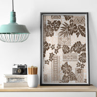 Vintage Hawaii Canvas Wall Art Hibiscus Tapa Tribal With Hawaiian Quilt Pattern Gold LT9 - Wonder Print Shop