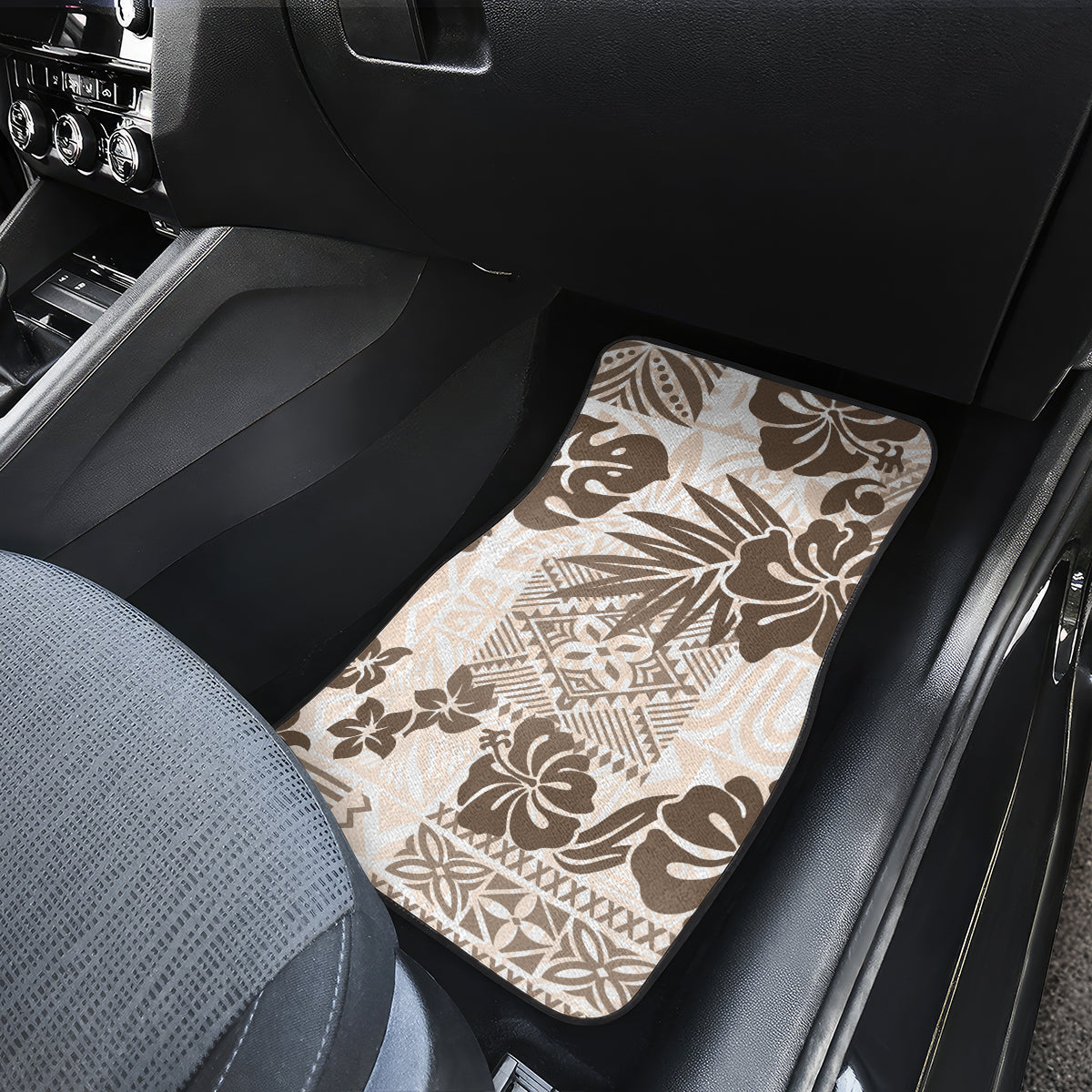 Vintage Hawaii Car Mats Hibiscus Tapa Tribal With Hawaiian Quilt Pattern Gold LT9 - Wonder Print Shop