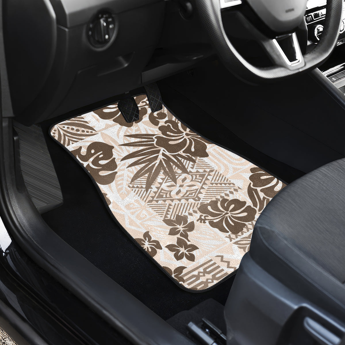 Vintage Hawaii Car Mats Hibiscus Tapa Tribal With Hawaiian Quilt Pattern Gold LT9 - Wonder Print Shop