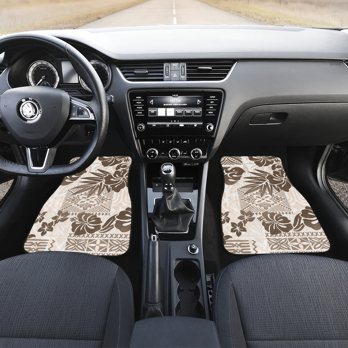 Vintage Hawaii Car Mats Hibiscus Tapa Tribal With Hawaiian Quilt Pattern Gold LT9 - Wonder Print Shop