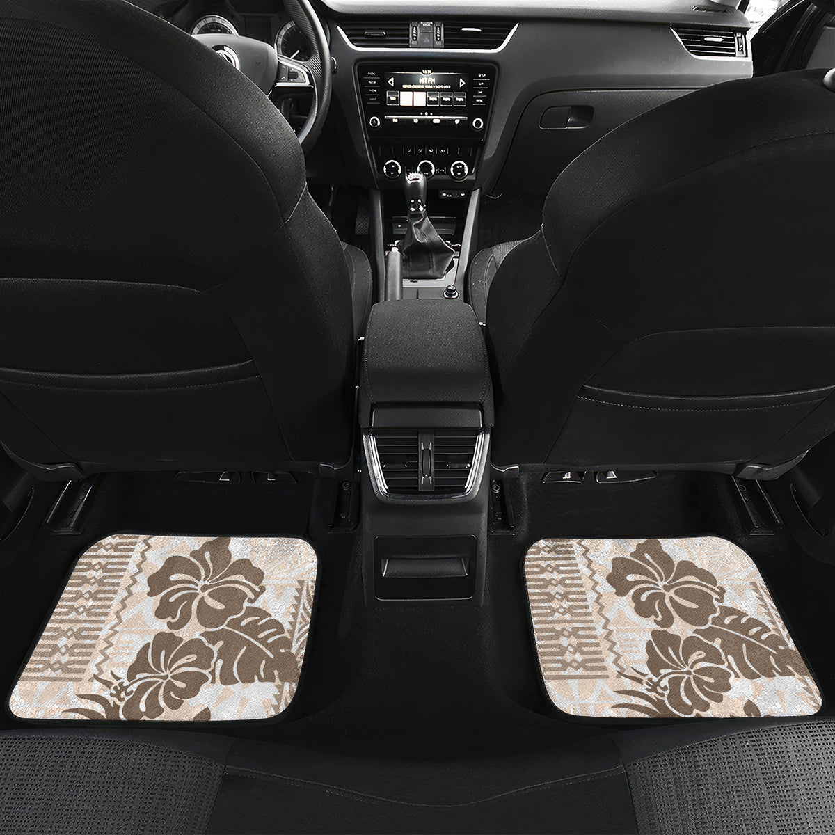 Vintage Hawaii Car Mats Hibiscus Tapa Tribal With Hawaiian Quilt Pattern Gold LT9 - Wonder Print Shop