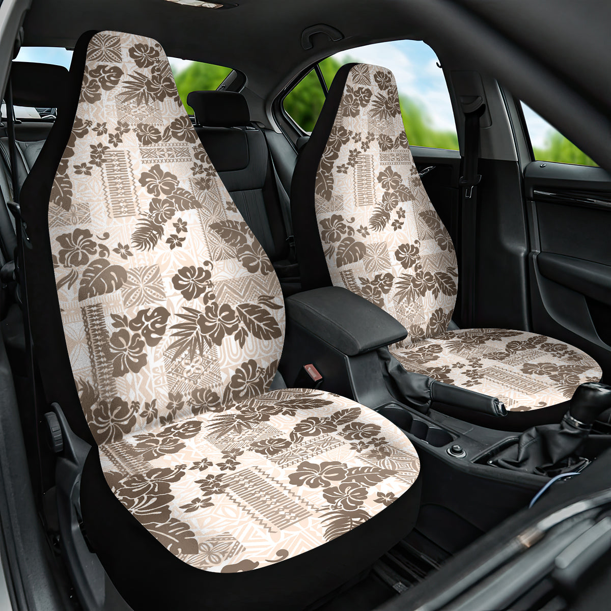 Vintage Hawaii Car Seat Cover Hibiscus Tapa Tribal With Hawaiian Quilt Pattern Gold LT9 - Wonder Print Shop