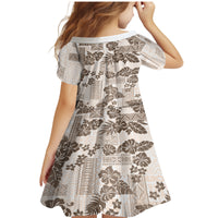 Vintage Hawaii Family Matching Mermaid Dress and Hawaiian Shirt Hibiscus Tapa Tribal With Hawaiian Quilt Pattern Gold LT9 - Wonder Print Shop