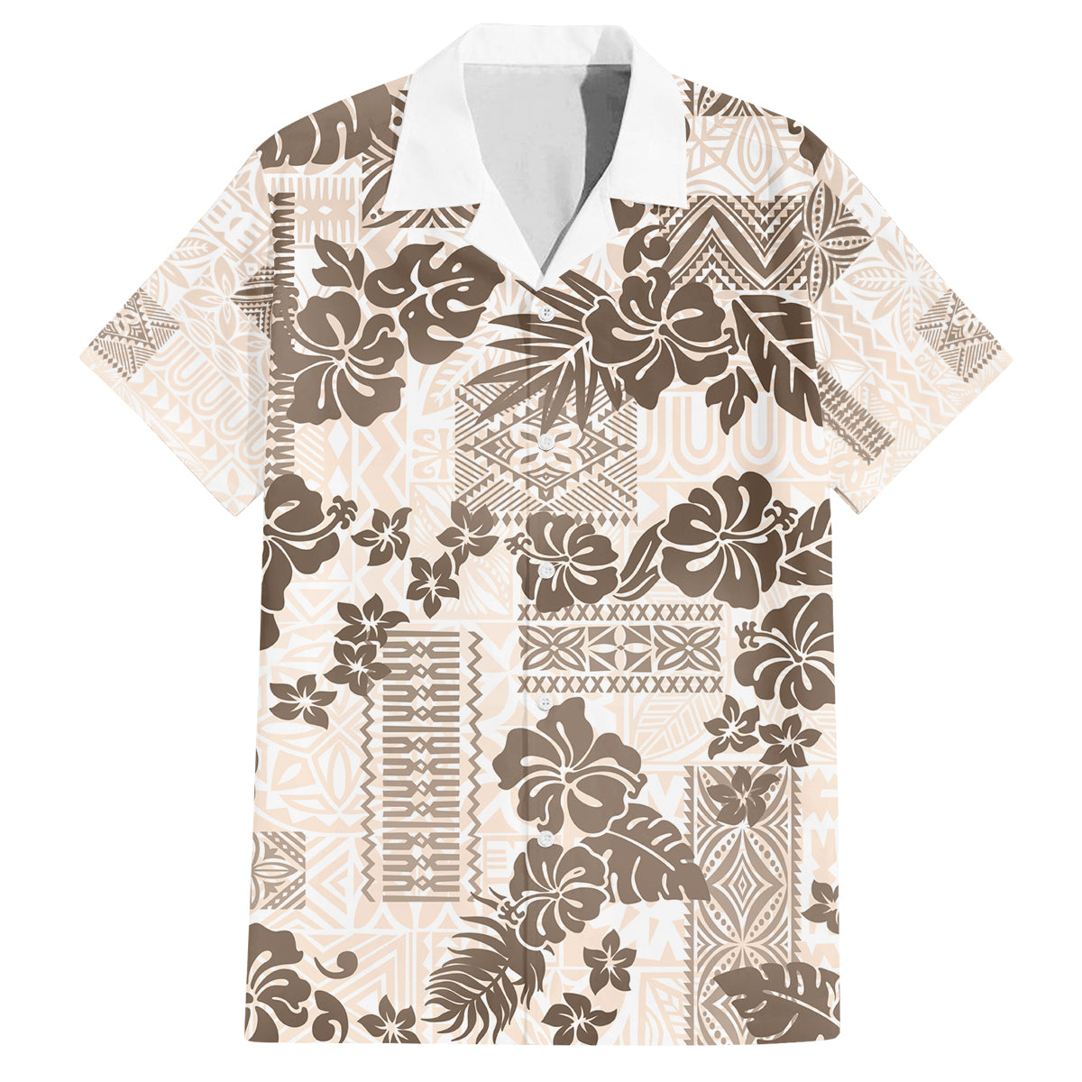 Vintage Hawaii Family Matching Puletasi Dress and Hawaiian Shirt Hibiscus Tapa Tribal With Hawaiian Quilt Pattern Gold - Wonder Print Shop