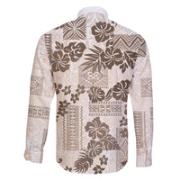 Vintage Hawaii Family Matching Short Sleeve Bodycon Dress and Hawaiian Shirt Hibiscus Tapa Tribal With Hawaiian Quilt Pattern Gold - Wonder Print Shop