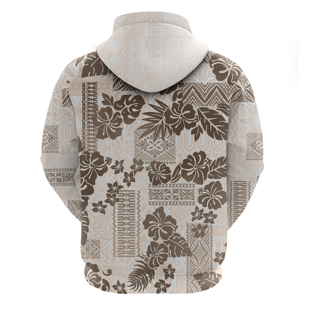 Vintage Hawaii Hoodie Hibiscus Tapa Tribal With Hawaiian Quilt Pattern Gold - Wonder Print Shop