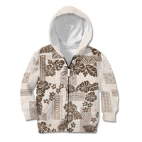 Vintage Hawaii Kid Hoodie Hibiscus Tapa Tribal With Hawaiian Quilt Pattern Gold - Wonder Print Shop