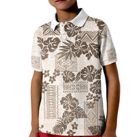 Vintage Hawaii Kid Polo Shirt Hibiscus Tapa Tribal With Hawaiian Quilt Pattern Gold - Wonder Print Shop