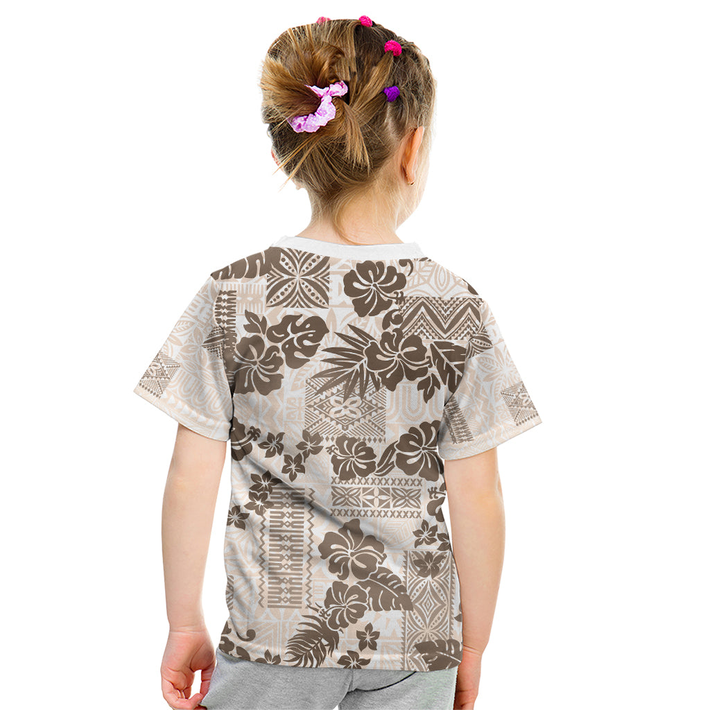 Vintage Hawaii Kid T Shirt Hibiscus Tapa Tribal With Hawaiian Quilt Pattern Gold - Wonder Print Shop