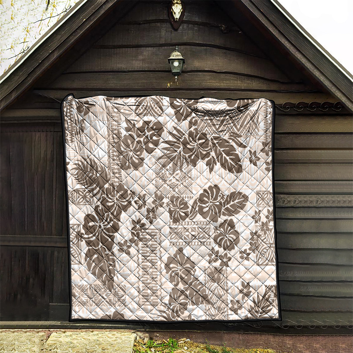 Vintage Hawaii Quilt Hibiscus Tapa Tribal With Hawaiian Quilt Pattern Gold - Wonder Print Shop
