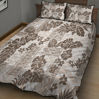 Vintage Hawaii Quilt Bed Set Hibiscus Tapa Tribal With Hawaiian Quilt Pattern Gold - Wonder Print Shop