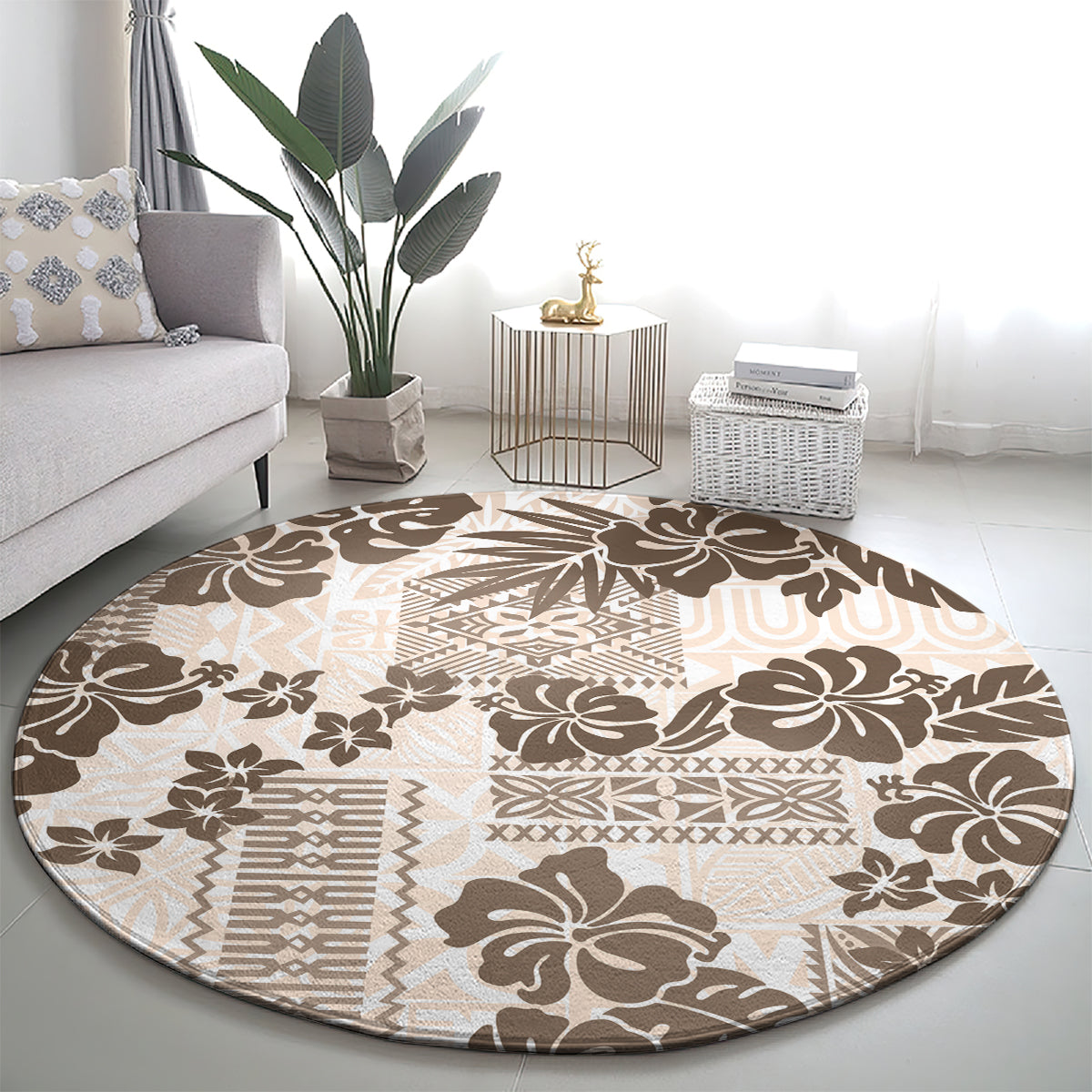 vintage-hawaii-round-carpet-hibiscus-tapa-tribal-with-hawaiian-quilt-pattern-gold