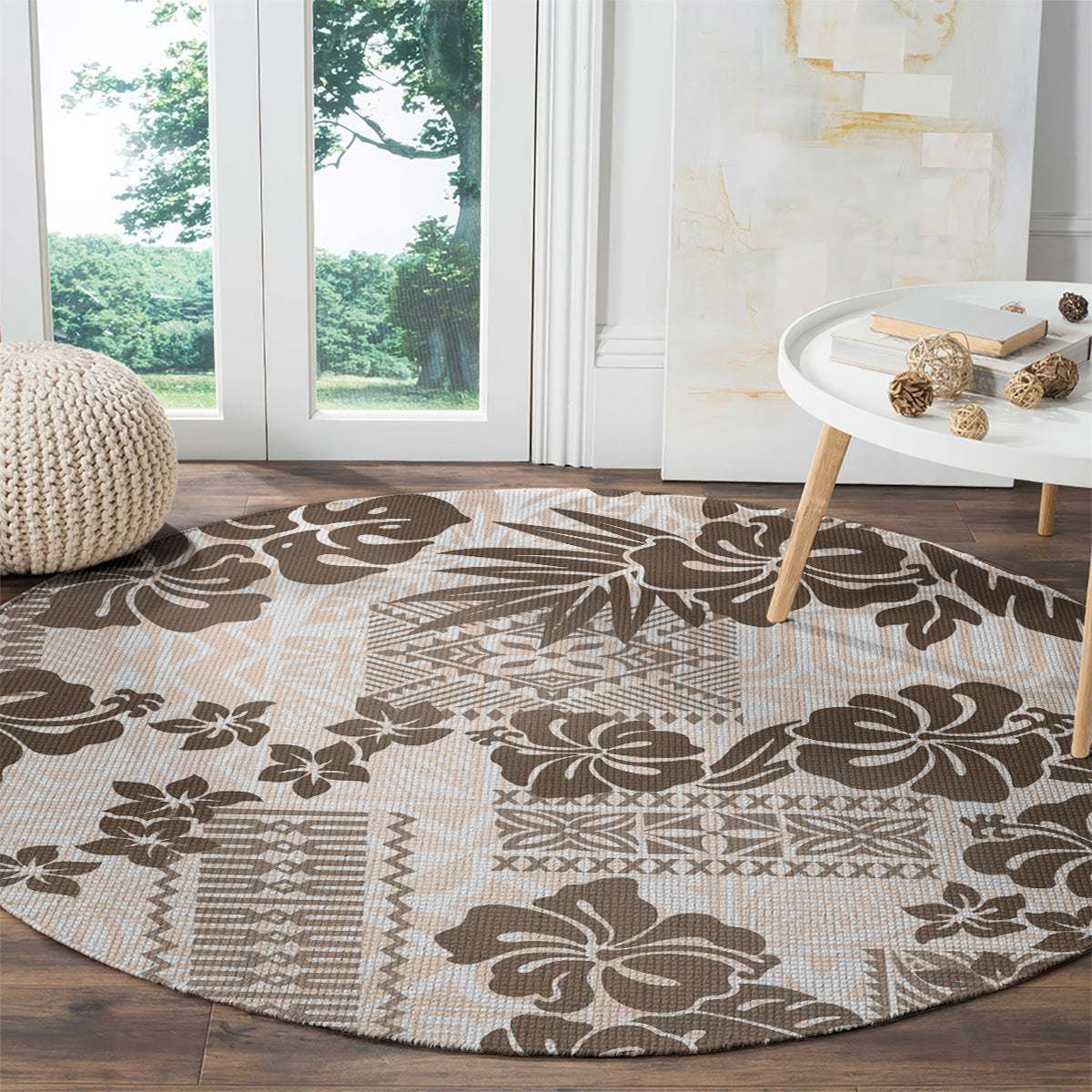 vintage-hawaii-round-carpet-hibiscus-tapa-tribal-with-hawaiian-quilt-pattern-gold