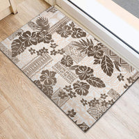 Vintage Hawaii Rubber Doormat Hibiscus Tapa Tribal With Hawaiian Quilt Pattern Gold - Wonder Print Shop