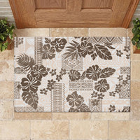 Vintage Hawaii Rubber Doormat Hibiscus Tapa Tribal With Hawaiian Quilt Pattern Gold - Wonder Print Shop