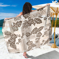 Vintage Hawaii Sarong Hibiscus Tapa Tribal With Hawaiian Quilt Pattern Gold - Wonder Print Shop