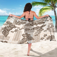 Vintage Hawaii Sarong Hibiscus Tapa Tribal With Hawaiian Quilt Pattern Gold - Wonder Print Shop