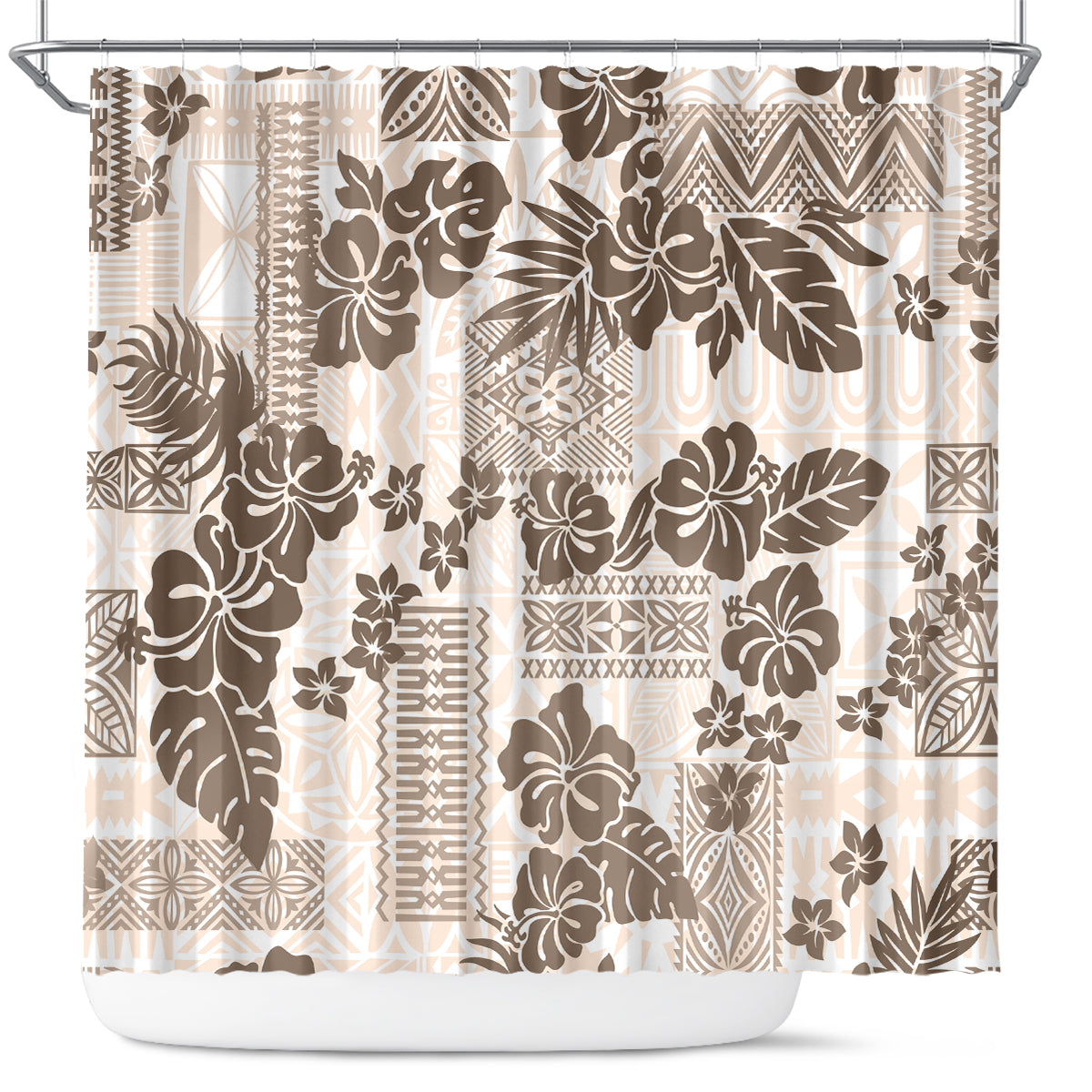 vintage-hawaii-shower-curtain-hibiscus-tapa-tribal-with-hawaiian-quilt-pattern-gold