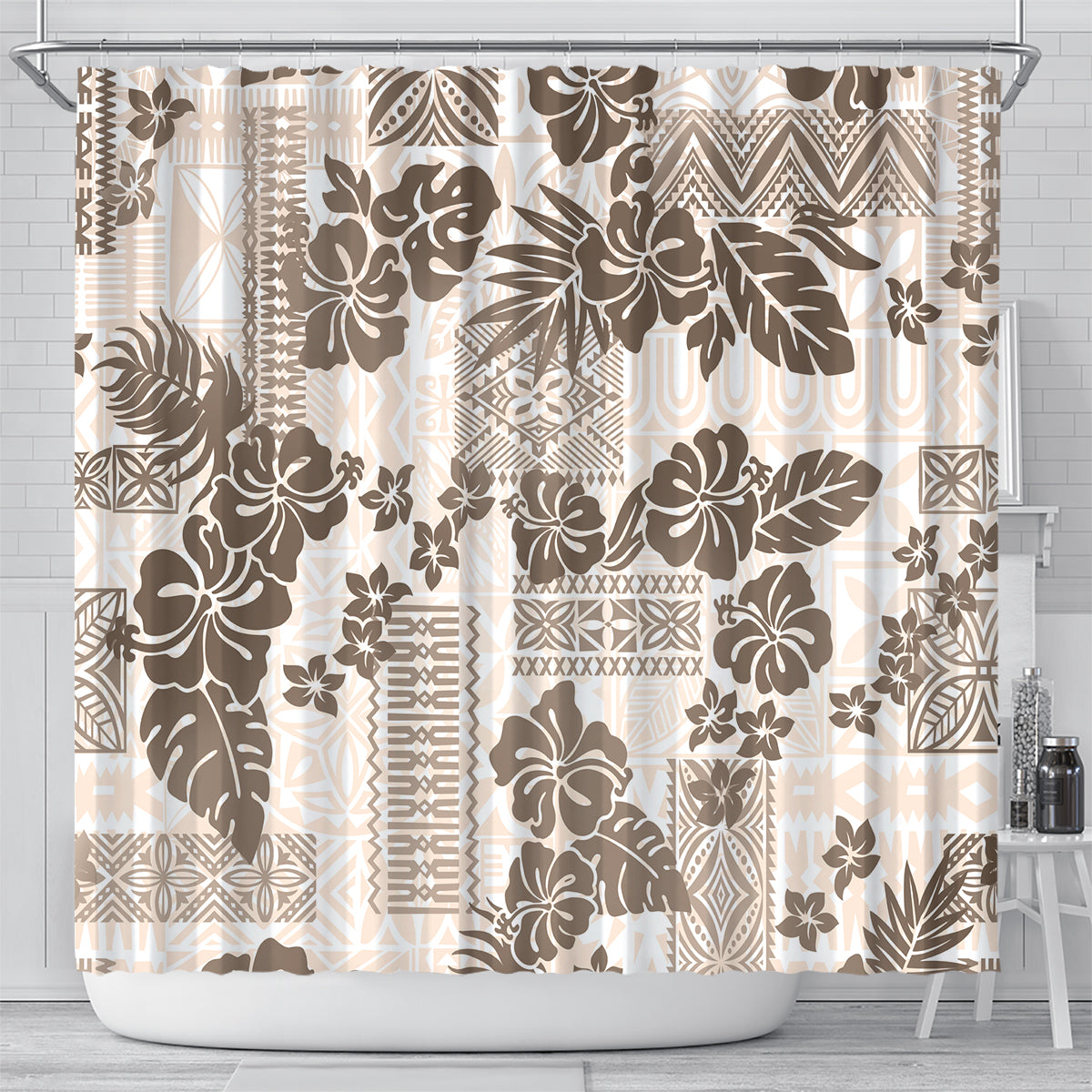 vintage-hawaii-shower-curtain-hibiscus-tapa-tribal-with-hawaiian-quilt-pattern-gold
