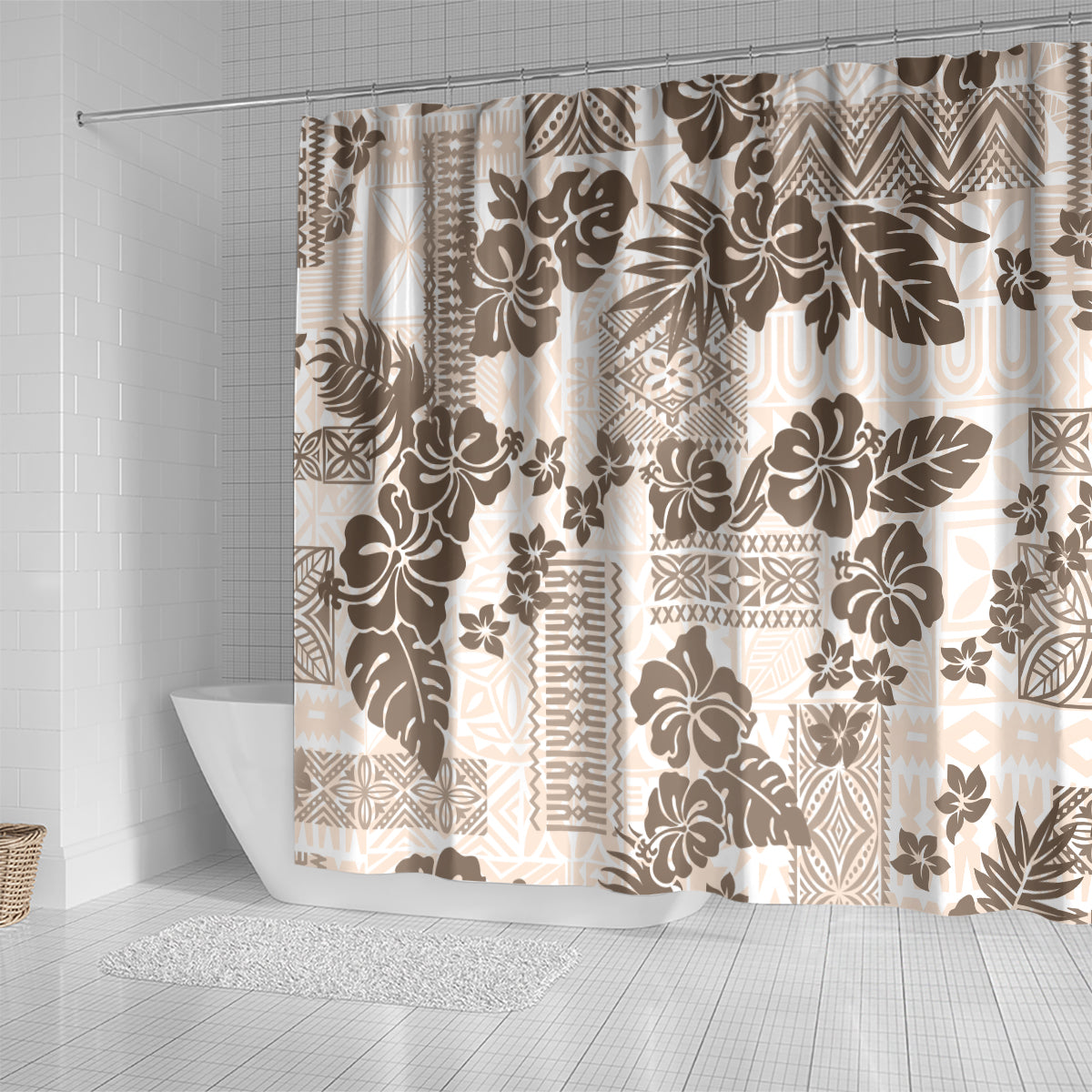 vintage-hawaii-shower-curtain-hibiscus-tapa-tribal-with-hawaiian-quilt-pattern-gold