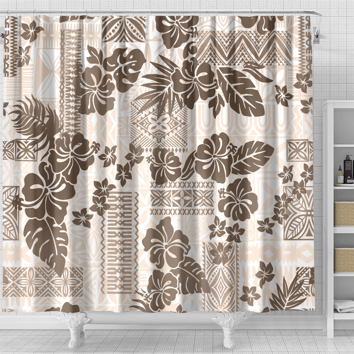vintage-hawaii-shower-curtain-hibiscus-tapa-tribal-with-hawaiian-quilt-pattern-gold