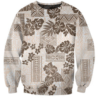 Vintage Hawaii Sweatshirt Hibiscus Tapa Tribal With Hawaiian Quilt Pattern Gold - Wonder Print Shop