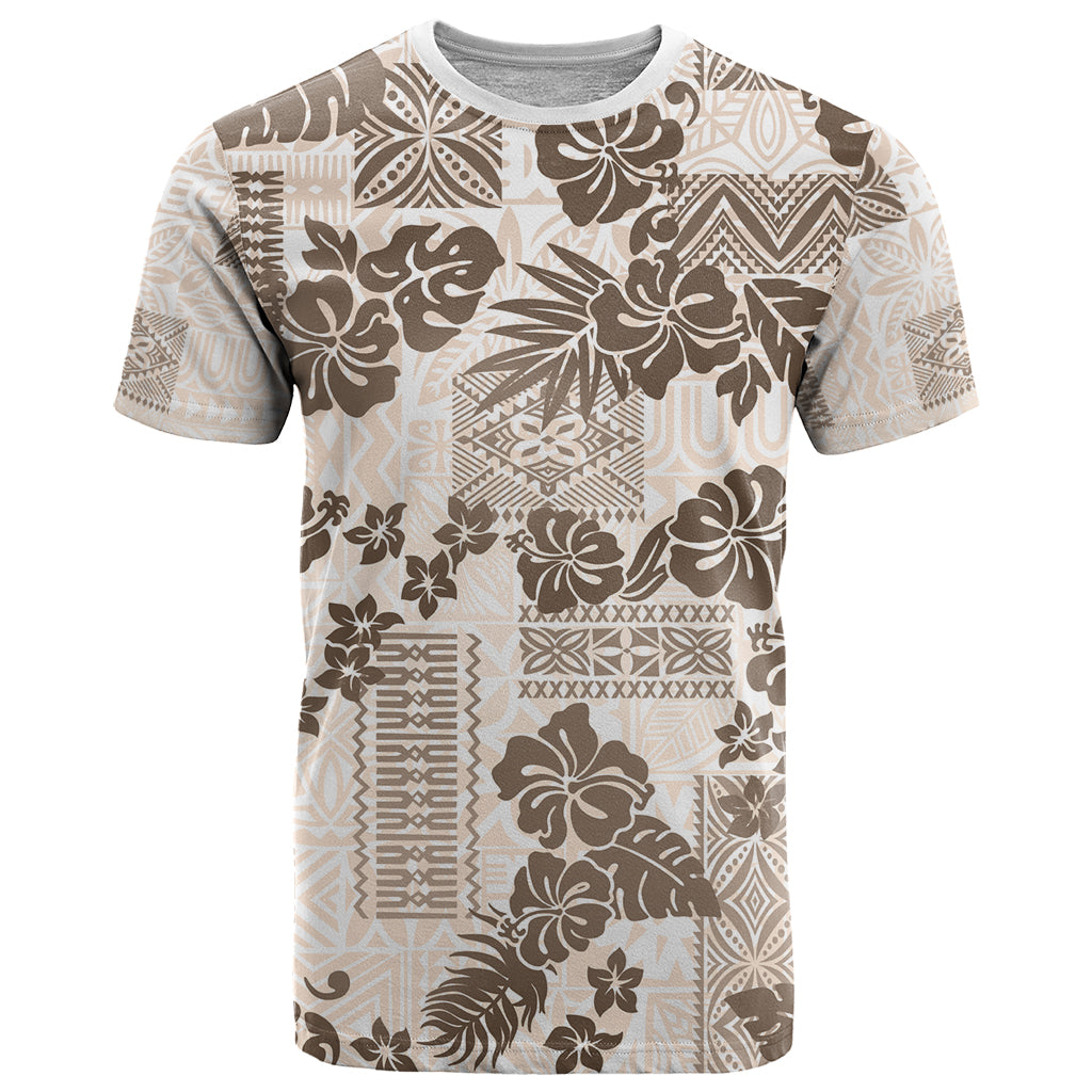 Vintage Hawaii T Shirt Hibiscus Tapa Tribal With Hawaiian Quilt Pattern Gold - Wonder Print Shop