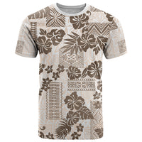 Vintage Hawaii T Shirt Hibiscus Tapa Tribal With Hawaiian Quilt Pattern Gold - Wonder Print Shop